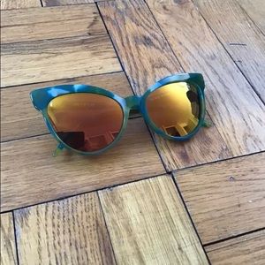 Wildfox Grand Dame Green mirrored cat eye sunglasses
